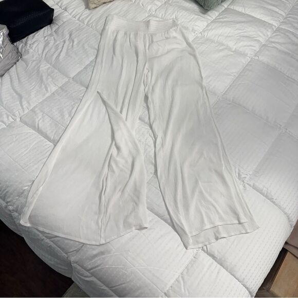 Shade and Shore White Wide Leg pants cover up with side slits at hem- XS - Picture 5 of 10